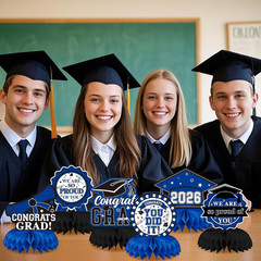 10 PCS Graduation Party Decorations Class of 2026,Blue and Black Congrats Grad H