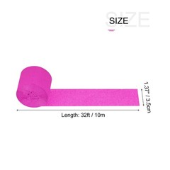 3pcs Crepe Paper Streamer 32ft Long 1.37 Inch Wide, Fuchsia