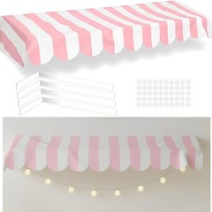 Waterproof Circus Awning Decor Farmers Market Decoration Pastel White 3D Striped