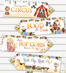 4 Carnival Circus Party Decoration Arrows Signs