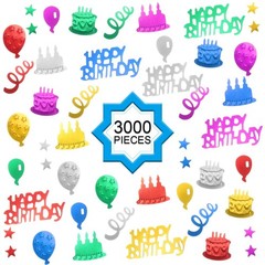 3000 Pieces Happy Birthday Confetti Birthday Cake Confetti Metallic Foil Ball…
