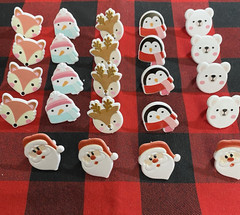 Christmas Cupcake Topper Rings 24 pc Cake Decoration Bear Santa Deer Fox Penguin