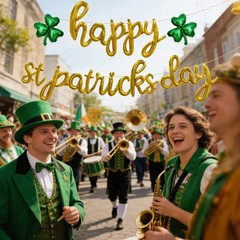 Happy St. Patrick’s Day Script/Cursive Gold Letter Balloons, 18 Inch Irish Fe…