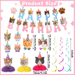 16 Pcs Cat Theme Birthday Party Decorations Party Supplies Kit, Includes Cat Par