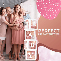 Baby Shower Boxes with Letters – White Boxes with Rose Gold Dusty Pink Sand &