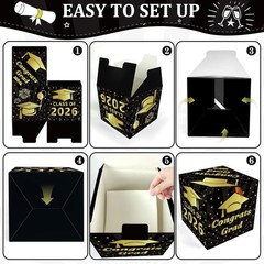Versatile Black Gold Graduation Card Box – Perfect for Class of 2026 Parties