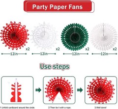 Christmas Party Decorations, Merry Christmas Banner Honeycomb Santa Hats Trees H