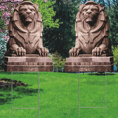 YS3062 Lion Statue Gate Column 2 pack Plastic Outdoor Yard Sign Decoration Cutou