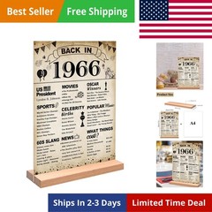 60th Birthday Party Decorations, Vintage Back in 1966 Poster Acrylic Sign wit…