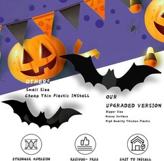 Realistic 3D PVC Bat Wall Decals – Perfect for Spooky Halloween Decor
