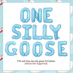 One Silly Goose Blue Foil Balloon Banner for Farm-Themed Birthday Celebrations