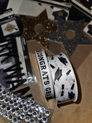 Graduation Cap Decorating 10 Piece Black Gold Silver White Kit Design Bling