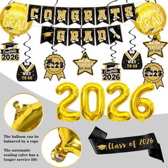 Black and Gold Graduation Decorations 2026 Class of 2026