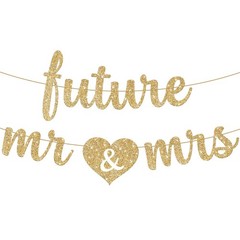 Gold Glitter Future Mr & Mrs Banner – 10 Feet, Pre-Strung | Future Mr and Mrs…