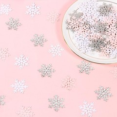 200PC White Pink Silver Snowflake Confetti for Winter Wonderland Decorations Sma