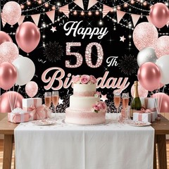 Elegant Pink 50th Birthday Banner – Cheerful Decor for Milestone Celebrations