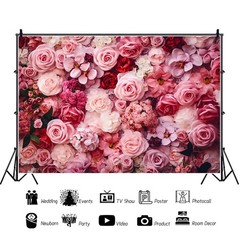 10x8ft Flower Backdrop Pink Red Rose Flowers Floral Wall Photography Background