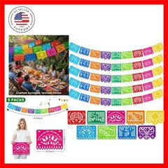 5PCS Mexican Party Banners, 18 Feet Plastic Fiesta Banner Cinco de Mayo Dia D…