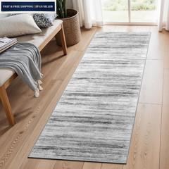 Washable Kitchen Runner Rug for Family: Easy-to-Clean 2′ x 6′ (Runner), Grey