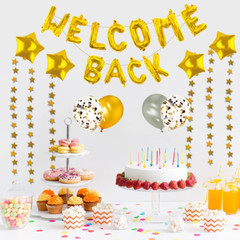 66 Pieces Welcome Back Balloon Banner Decorations Kit with Gold Welcome Back and