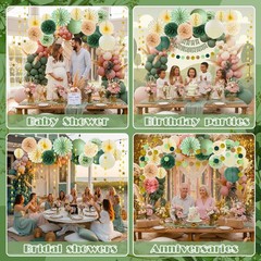 Boho Decorations Set, Sage Green Party Decorations Set, Boho Neutral Baby Sho…