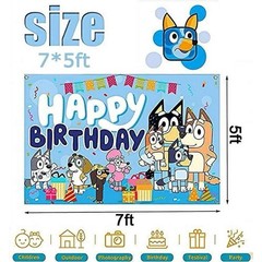 Blue Cartoon Sheepdog Happy Birthday Backdrop,7x5ft Birthday Backdrop Decoration
