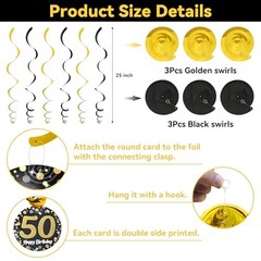 50th Birthday Decorations Kit for Men Women, Black and Gold Black Gold 50th