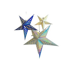Paper Star Lantern Decorations with LED Lights-Set of 3 (24 in, 18 in, 12 in.)