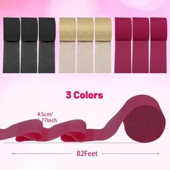 9 Rolls Burgundy Gold Black Crepe Paper Streamers 738ft 1.77 Inch x 82 Ft/Roll