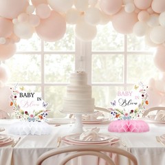 12 PCS Pink Floral Baby In Bloom Table Centerpieces Girl Baby Shower Decor
