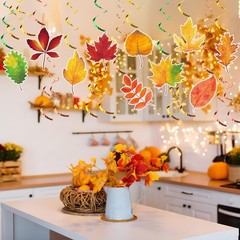 30 PCS Fall Leaves Hanging Swirls Thanksgiving Maple Leaf Ceiling Decorations