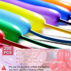 200Pcs 260 Long Balloons, Twisting Animal Balloons Assorted Color – Thickenin…