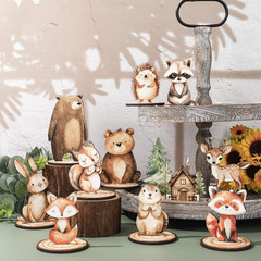 Woodland Animal Table Decor 12 Pc Rustic Forest Centerpiece Signs Detachable