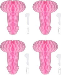 Bachelorette Willy Honeycomb Centerpieces 4 Pack 10″ Pink Hen Party Bridal