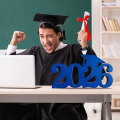 2026 Blue Graduation Decorations Wooden Centerpieces,13x7inch Double