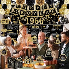 Stylish 60th Birthday Party Decorations with Paper Poms and Table Top Decor