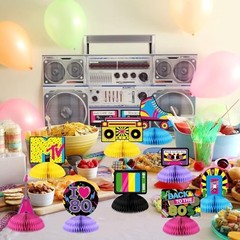 80s Party Decorations Back To The 80s Party Honeycomb Centerpieces Retro Table