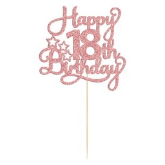 1 Pack Happy 18th Birthday Cake Topper Rose Gold Glitter 18 & Fabulous Cheers…