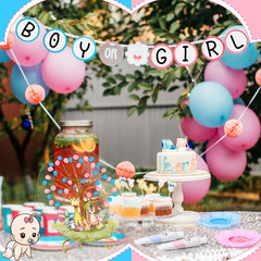 Pasimy Gender Reveal Fingerprint Tree Boy or Girl Party Ideas Baby Shower Guest