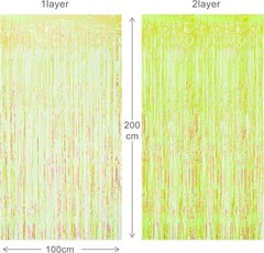 Iridescent Foil Fringe Backdrops 2 Pack 3.2×6.5ft Tinsel Curtains for Parties