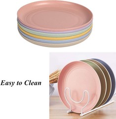 WANBY Lightweight Wheat Straw Plates large, Small 6 Pack 5.9'