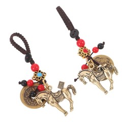 2Pcs Reusable Brass Chinese Keychains Traditional Wealth Charm Lunar New Year