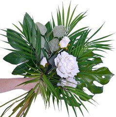 8 Pcs Artificial Areca Palm Leaves Stems Faux Leaf Greenery Green