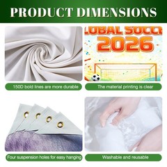 71×43 Inches World Cup 2026 Banner Soccer Tournament Party Decorations Football
