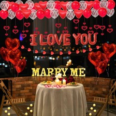 Marry Me Light Up Letters Proposal Decorations, 7Pcs 8.5″ Marry Me Sign, 24Pc…