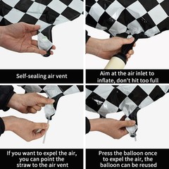 40 Inch Checkered Number 3 Balloon 3rd Race Car Birthday Party Supplies Black…