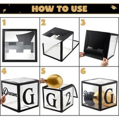 4 Pcs 2026 Graduation Balloon Boxes, Black & Gold Party Decorations with blessin