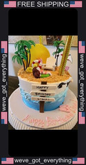8 Piece Hawaiian Beach Cake Decorations for Summer Parties