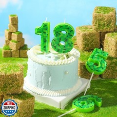 PHD CAKE 2.76 Inch Number 6 Pixel Birthday Candles, Green Miner Number Candle