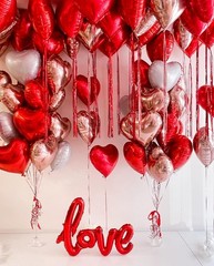 Valentines Day Balloons Kit Anniversary Decorations with Love Foil Balloons